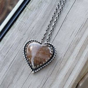 Rutilated quartz heart necklace sterling